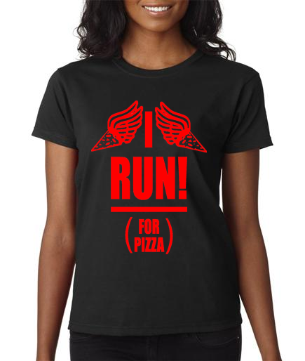 Running - I Run For Pizza - Ladies Black Short Sleeve Shirt